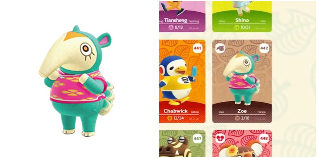 Animal Crossing New Horizons 2.0 update amiibos Zoe anteater