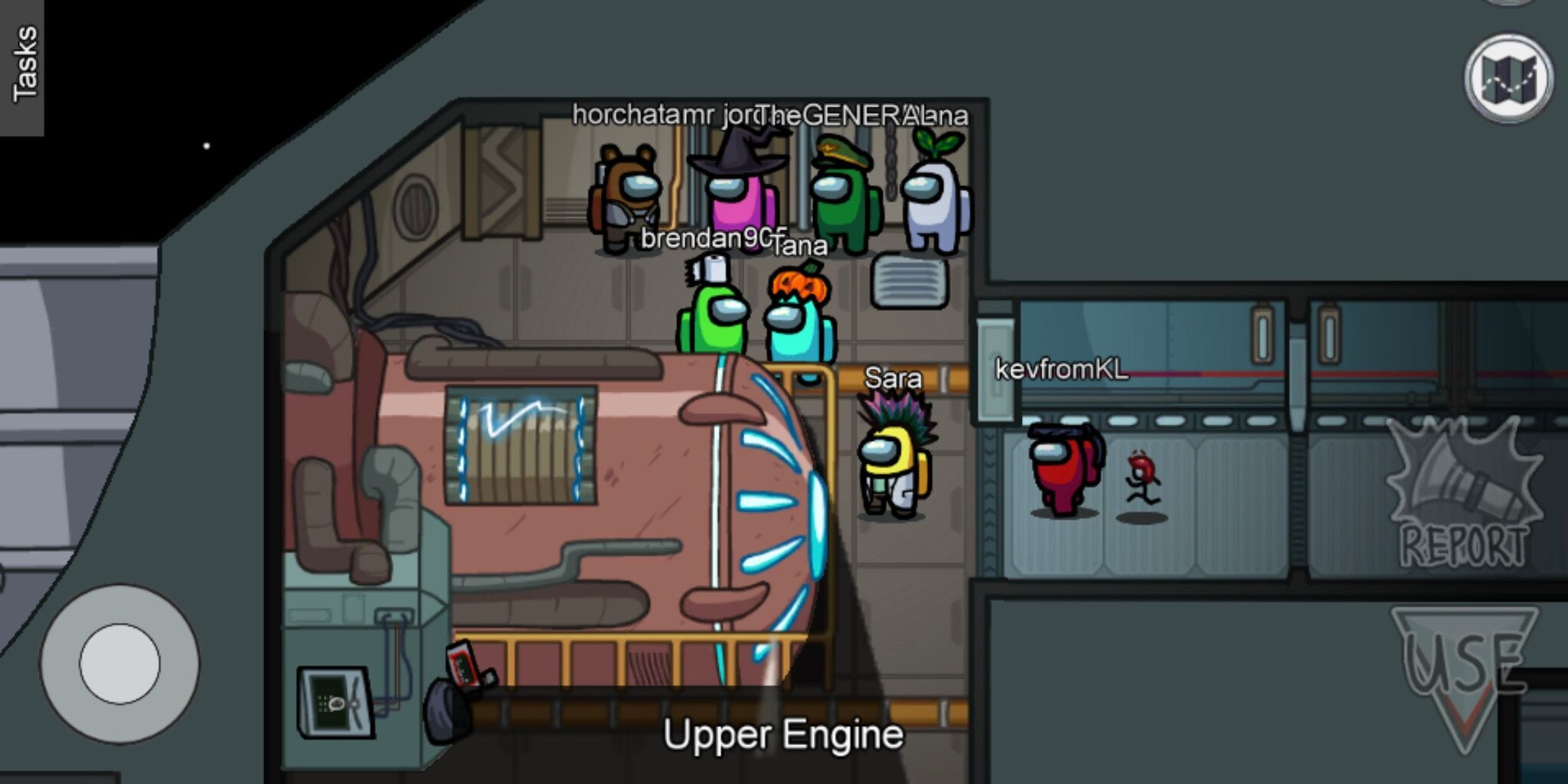A screenshot showing gameplay in Among Us