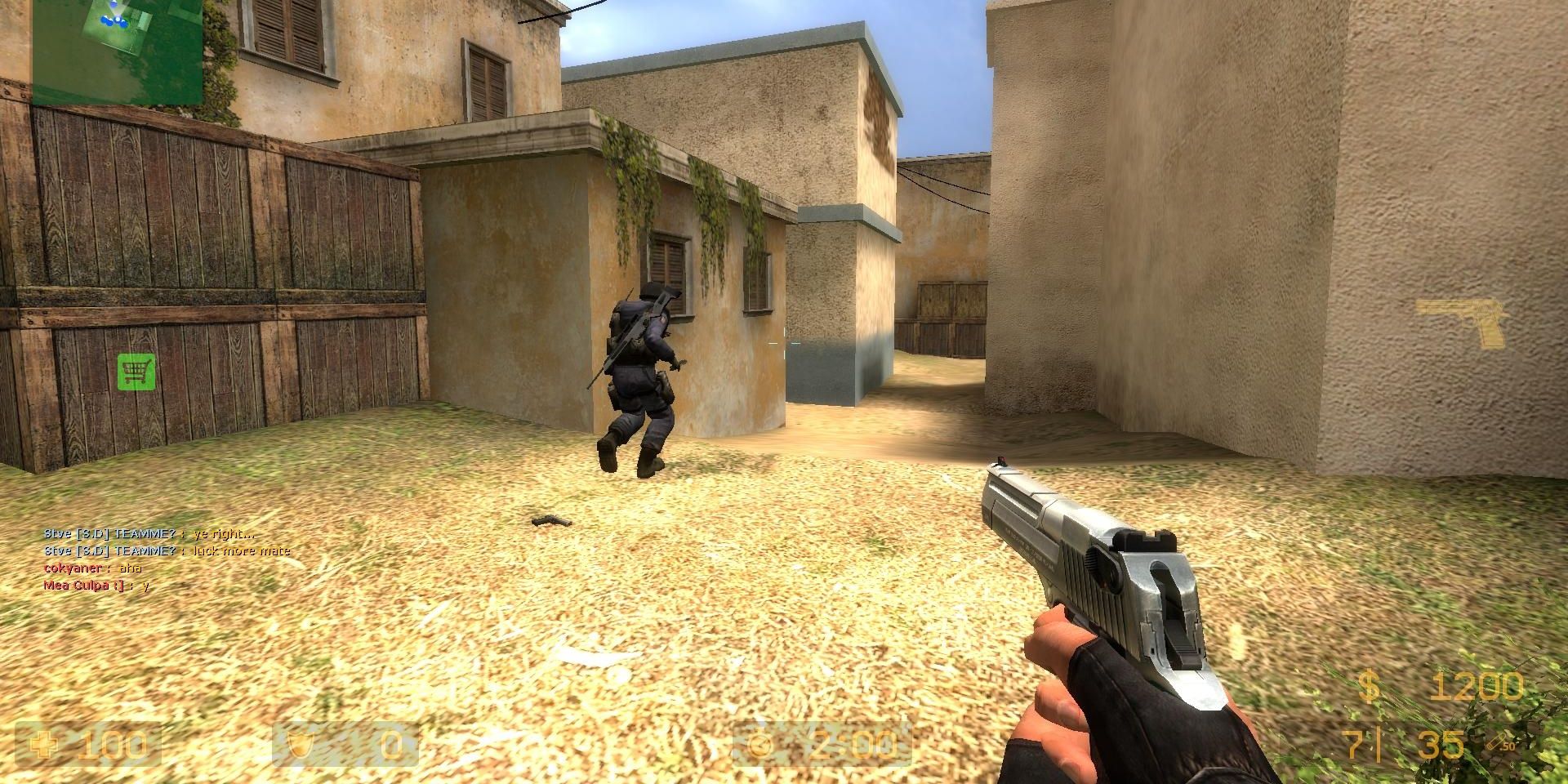 A screenshot showing gameplay in Counter-Strike: Source