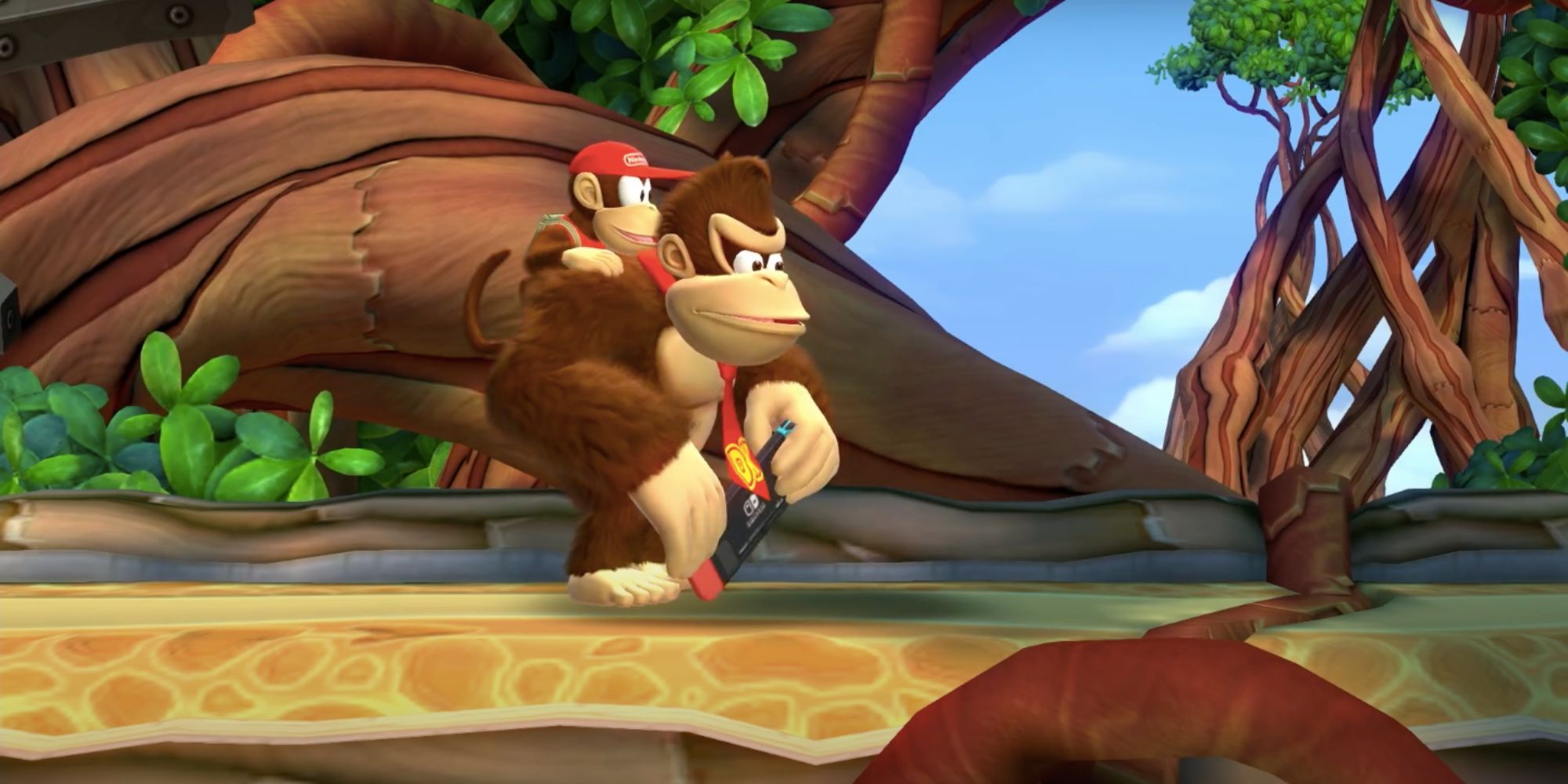 donkey kong and diddy kong standing together