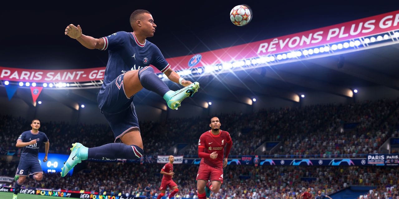 A screenshot showing gameplay in FIFA 2022