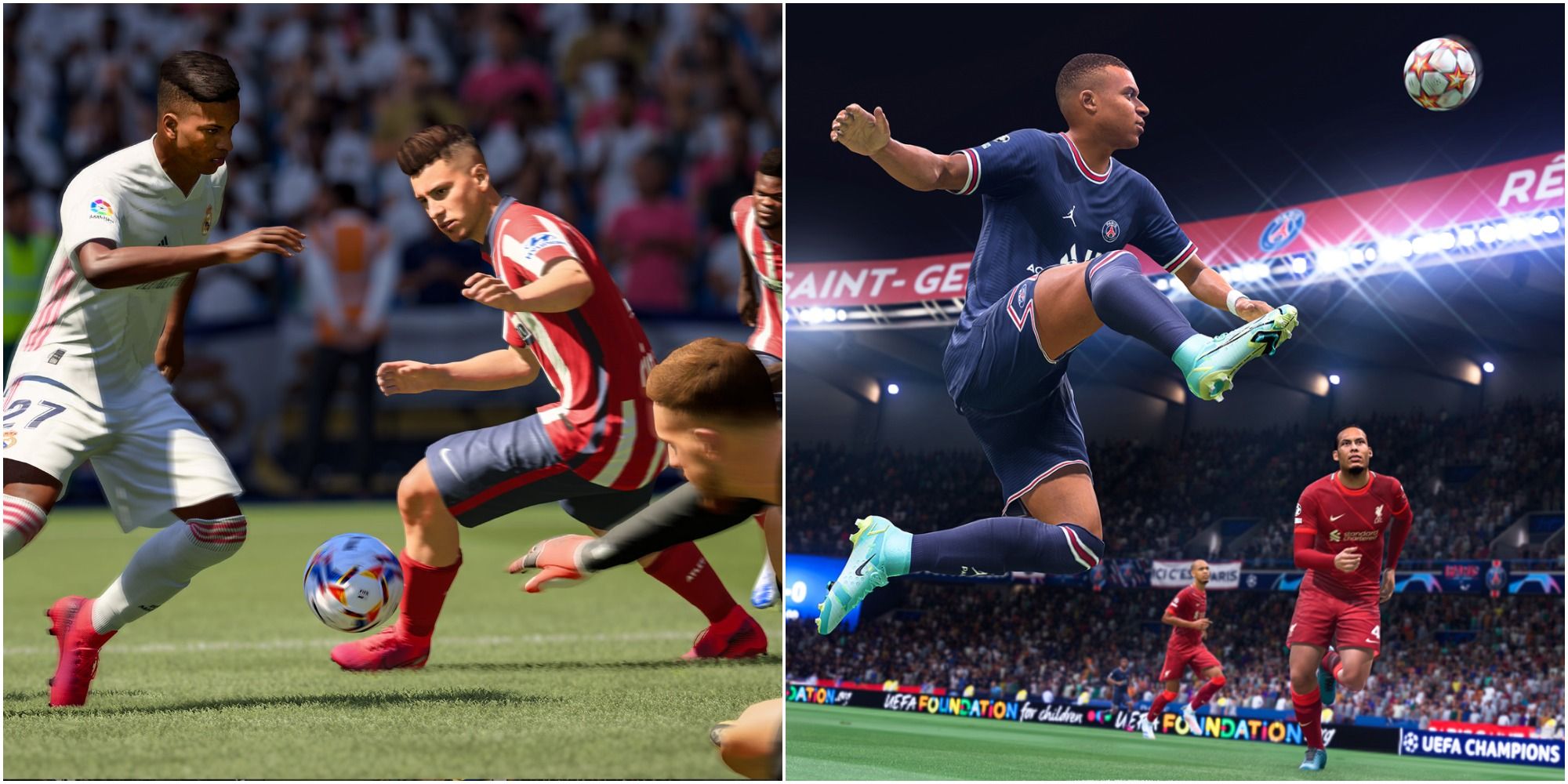 A collage showing gameplay in FIFA 22