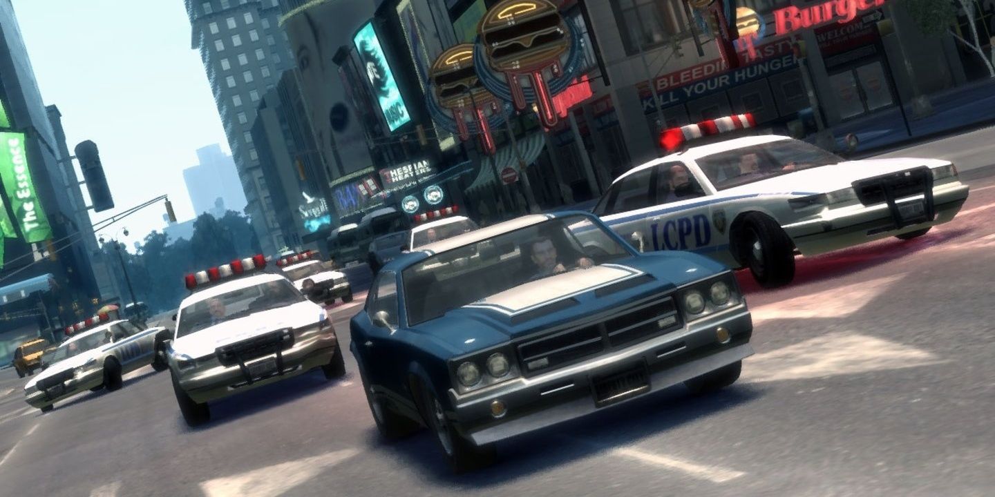 A screenshot showing chase gameplay in Grand Theft Auto 4