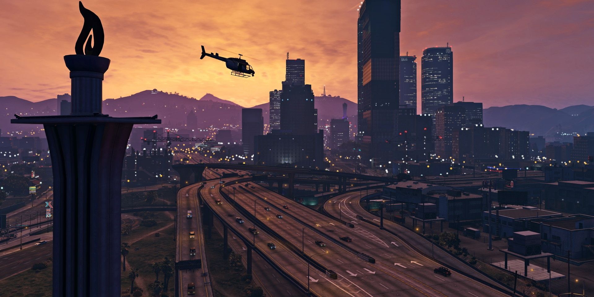 A screenshot showing the city of Los Santos in Grand Theft Auto 5