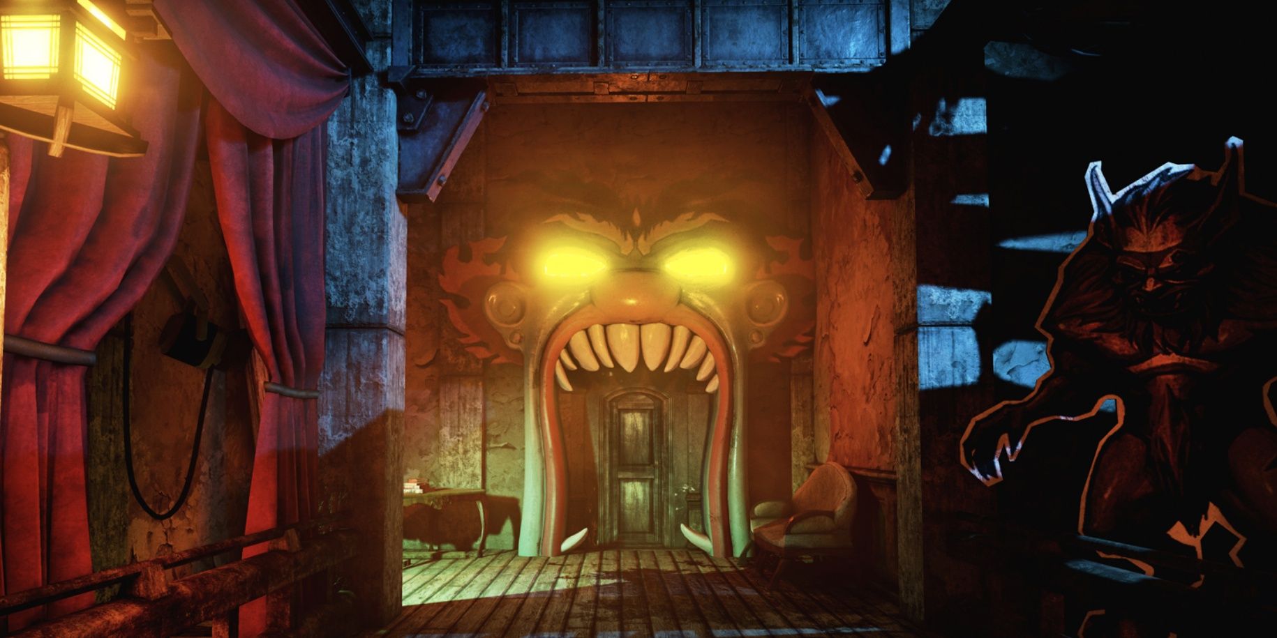 The Park - A Haunted House Attraction With A Door Shaped Like The Face Of A Monstrous Clown