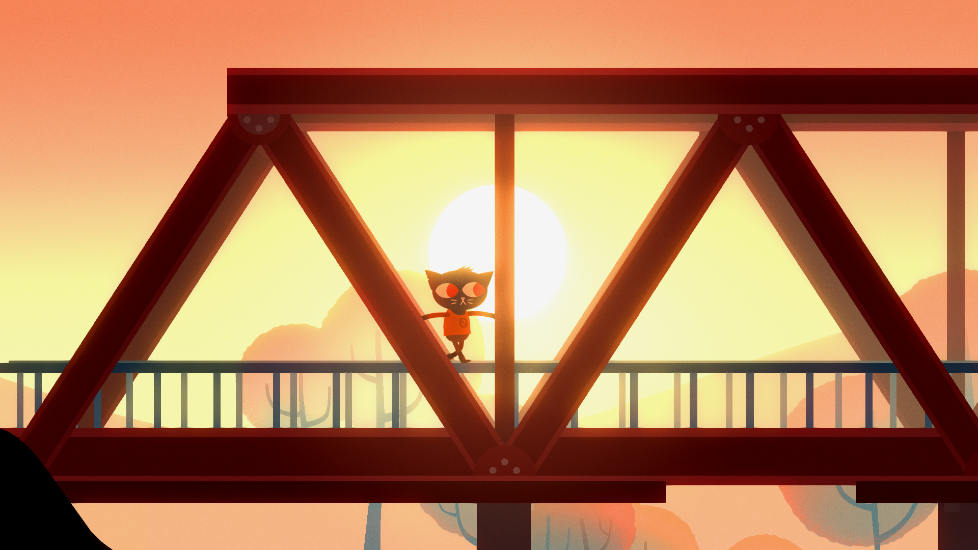 Night In The Woods I want it to hurt official quote video game screenshot Mae on bridge 