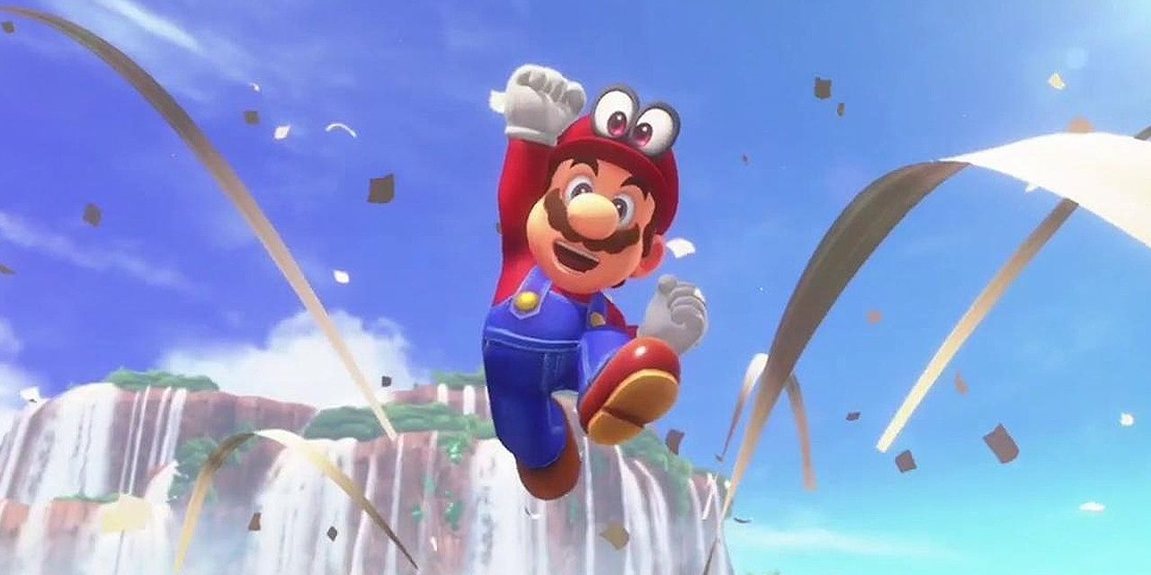 mario jumps for joy  