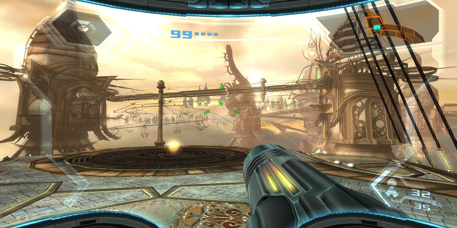 A screenshot showing gameplay in Metroid Prime Trilogy
