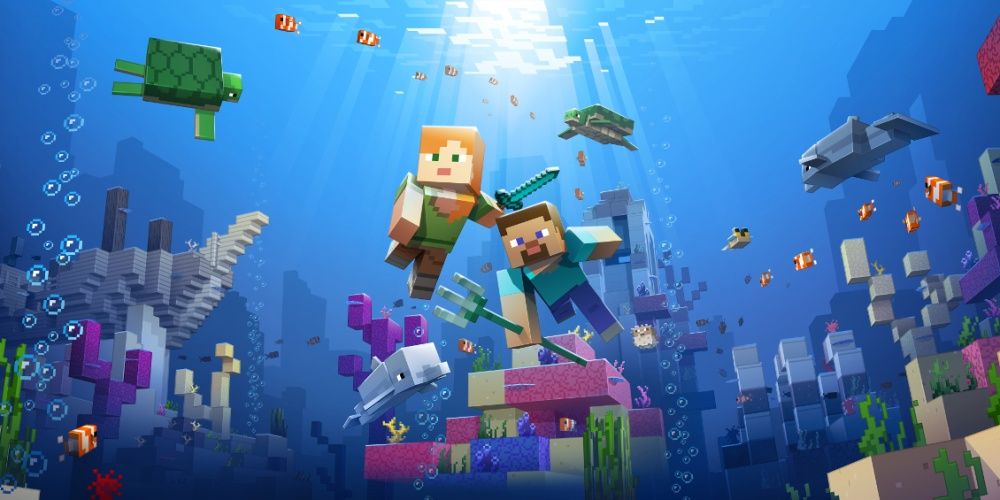 Minecraft 1.13 The Update Aquatic Ocean Update Dolphins Coral Trident Turtles Fish