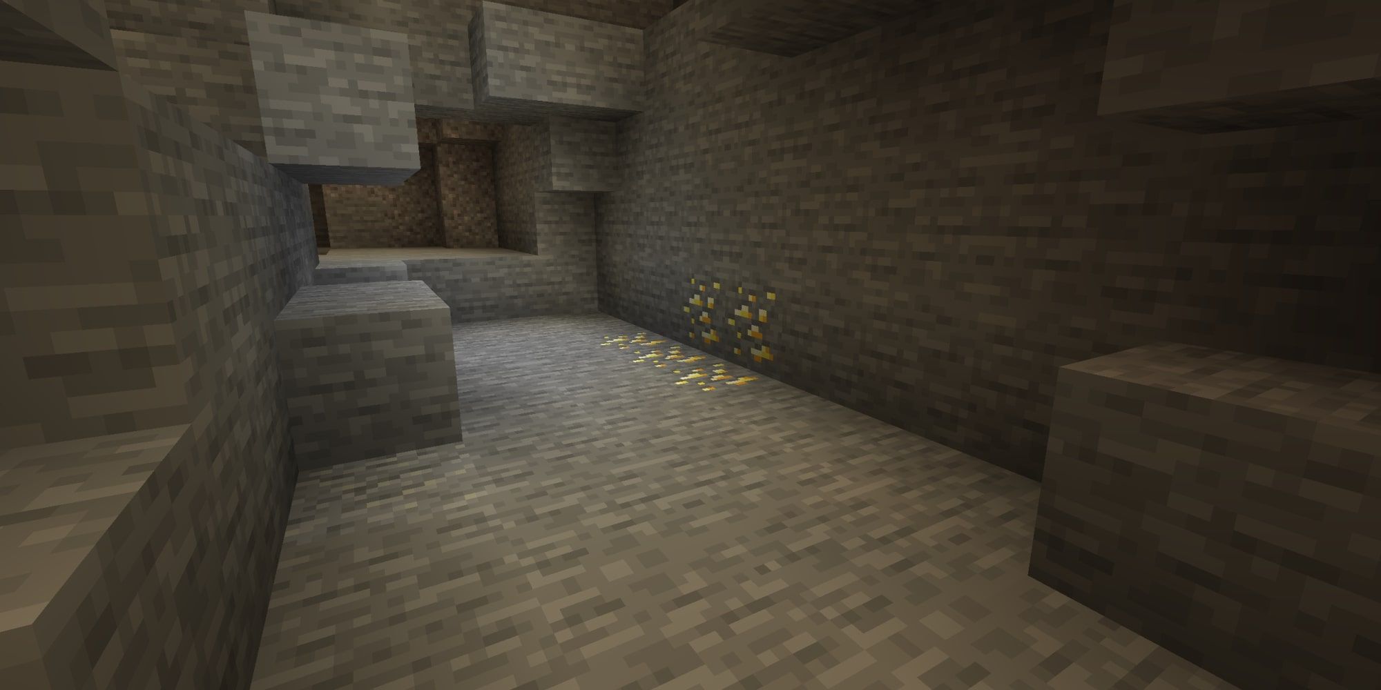 Minecraft Gold Ore Cave Mining