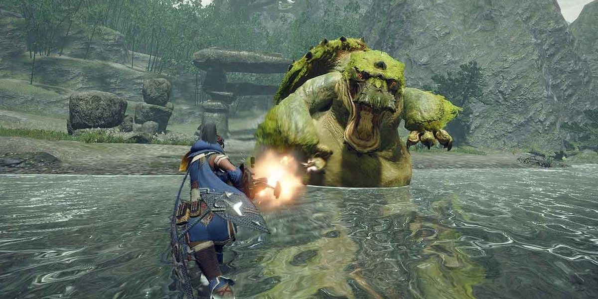 A screenshot showing gameplay in Monster Hunter Rise