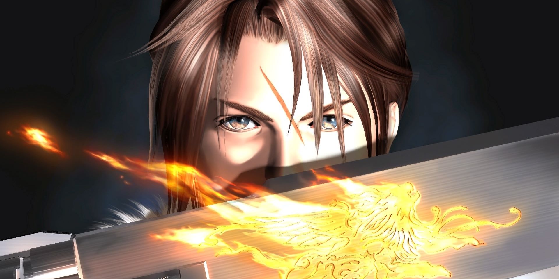 squall leonhart with a blazing sword in FF8.