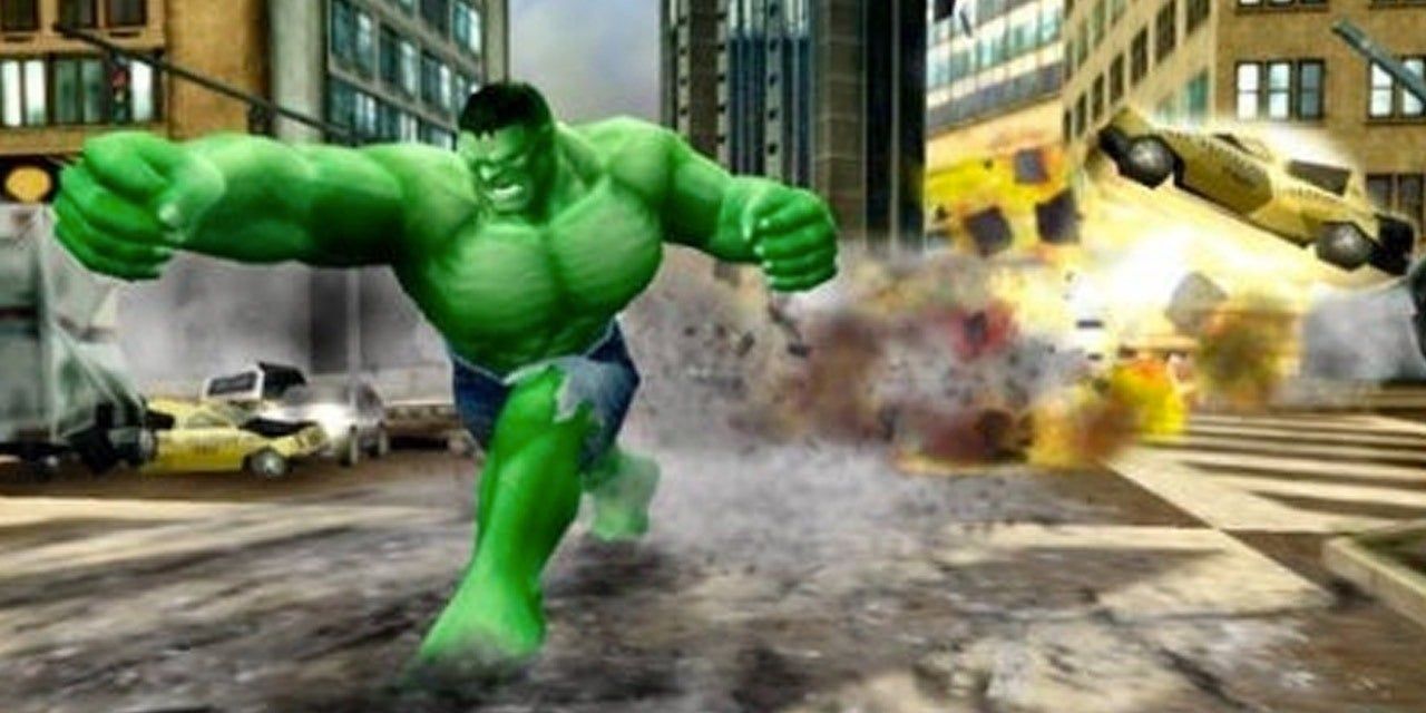 A screenshot showing gameplay in The Incredible Hulk: Ultimate Destruction