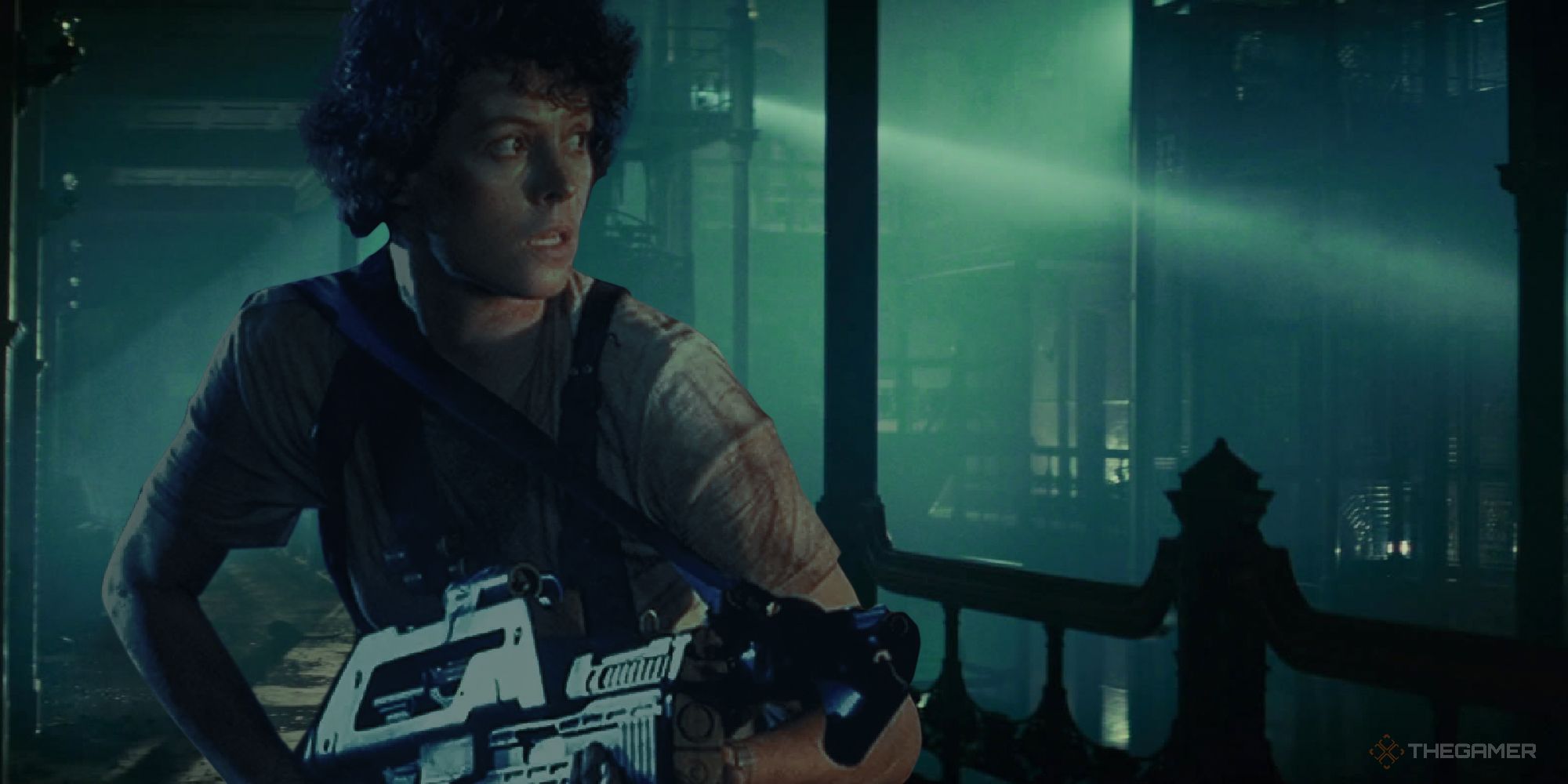 sigourney weaver as Ripley but in a Blade Runner still