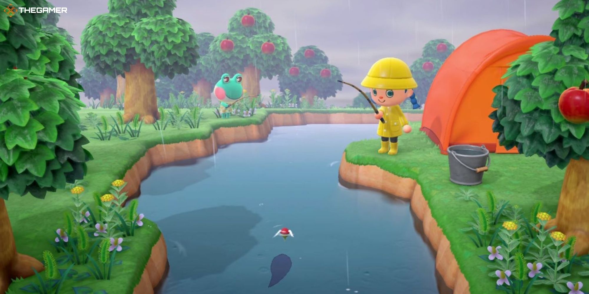 Animal Crossing New Horizons - Player Fishing In A River