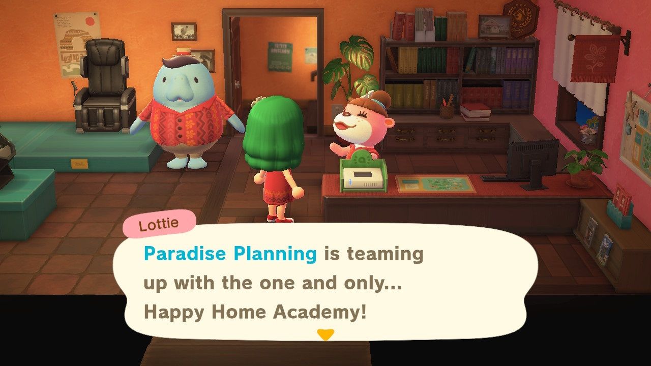 Animal Crossing New Horizons Happy Home Paradise Lottie annoucing Happy Home Academy partnership