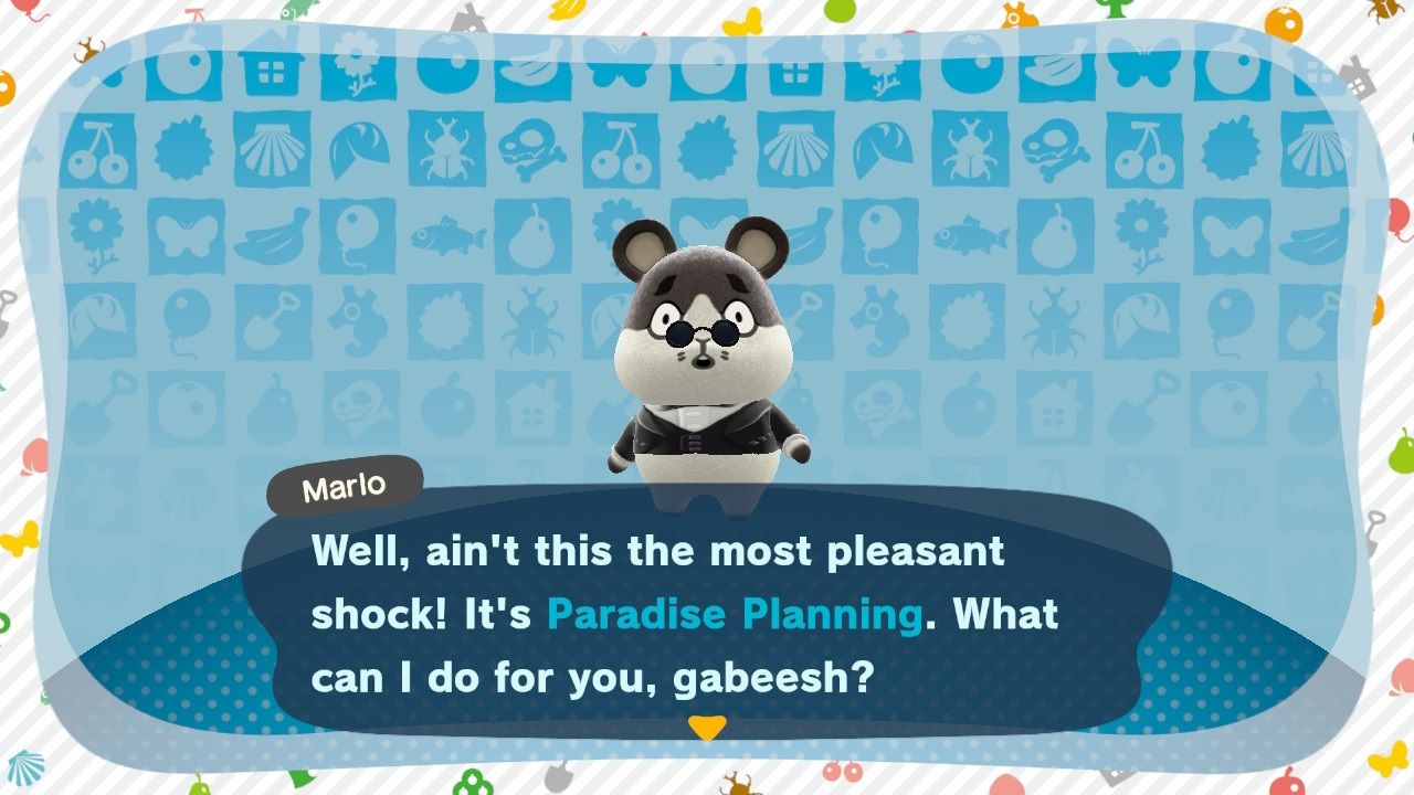 Animal Crossing New Horizons Happy Home Paradise using Marlo's amiibo