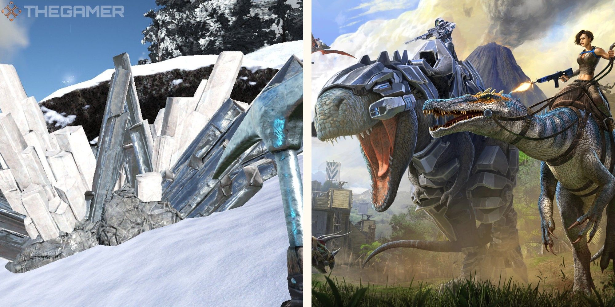 image of crystal next to image of promotional art for the game