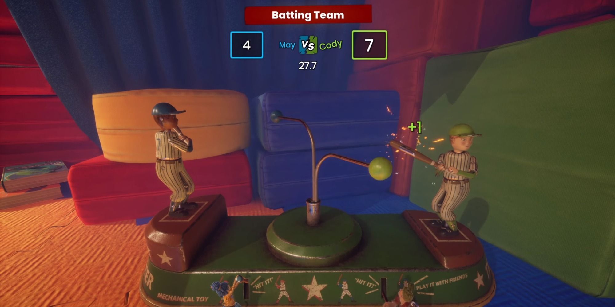 It Takes Two Batting Team batting toy, score of 4-7