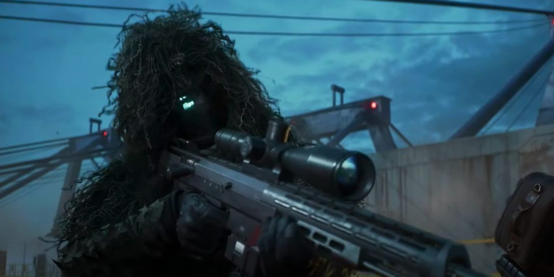 A sniper in a ghillie suit in Battlefield 2042