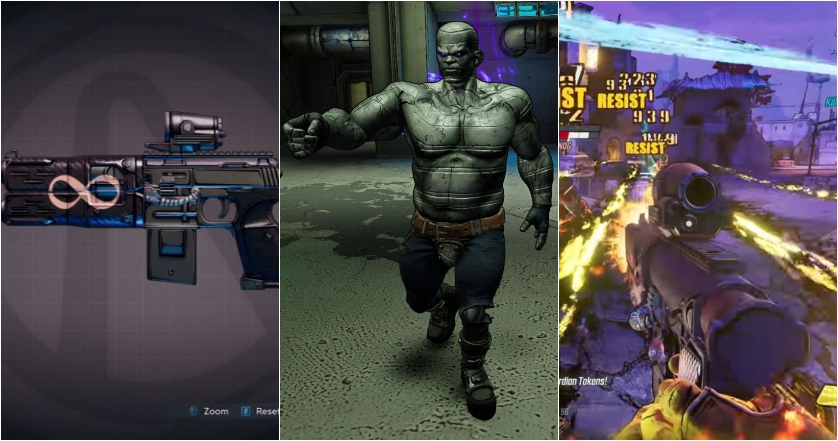 Split image of Infinity pistol and Anointed Alpha in Borderlands 3