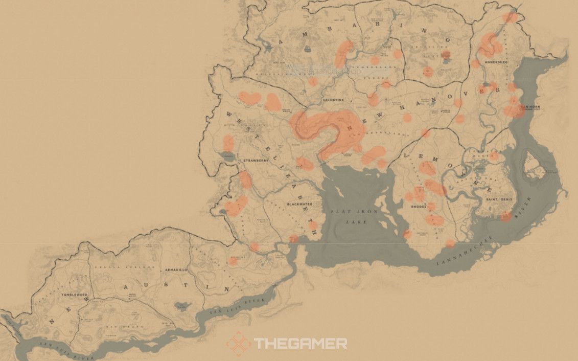 Cardinal map locations bird watching hunting Red Dead Redemption 2 Online