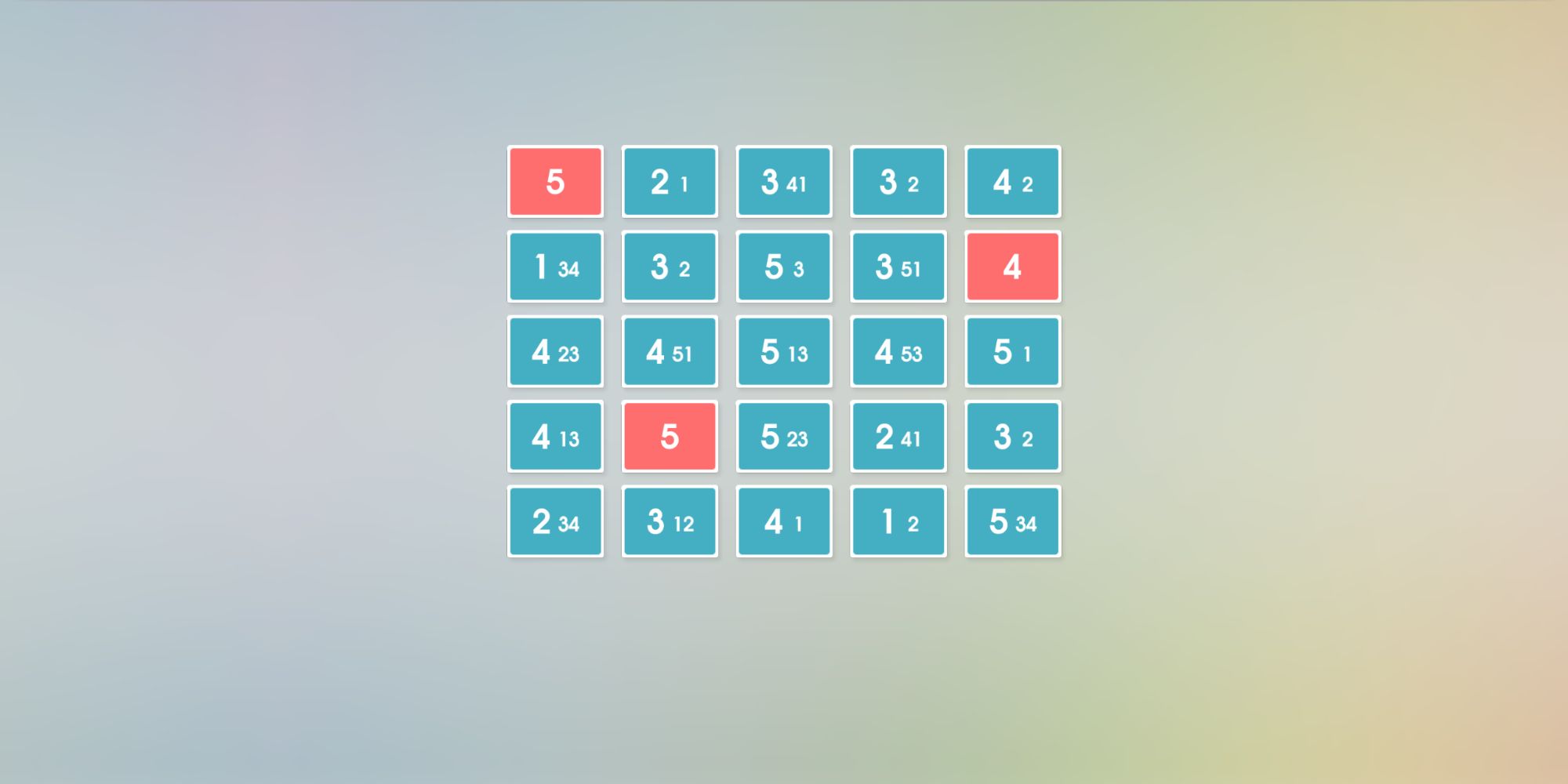 Cross Set squares with numbers