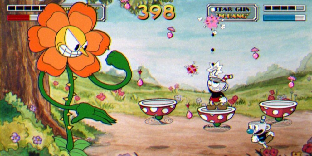 indie game Cuphead boss battle vs Cagney Carnation