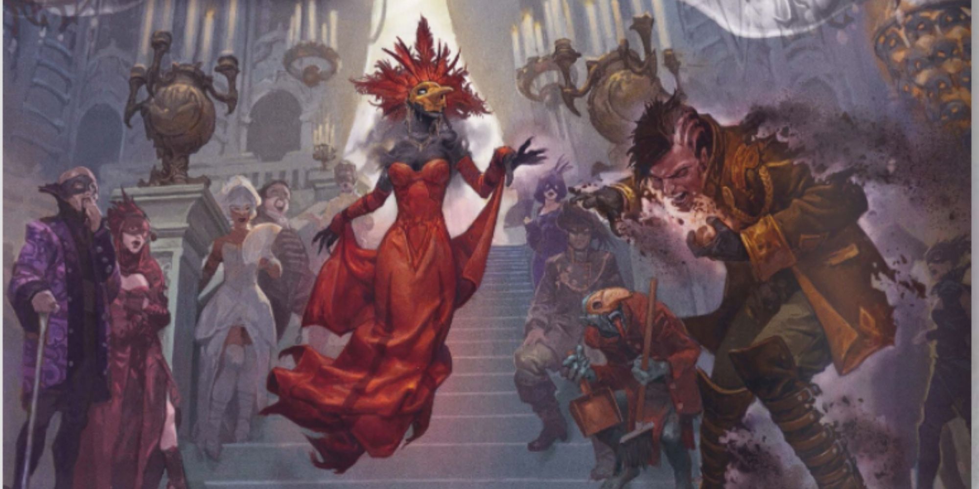 D&D Van Richten's Guide To Ravenloft - Dark Lord Duchess D'Honaire crumbling a guest at the Masquerade 