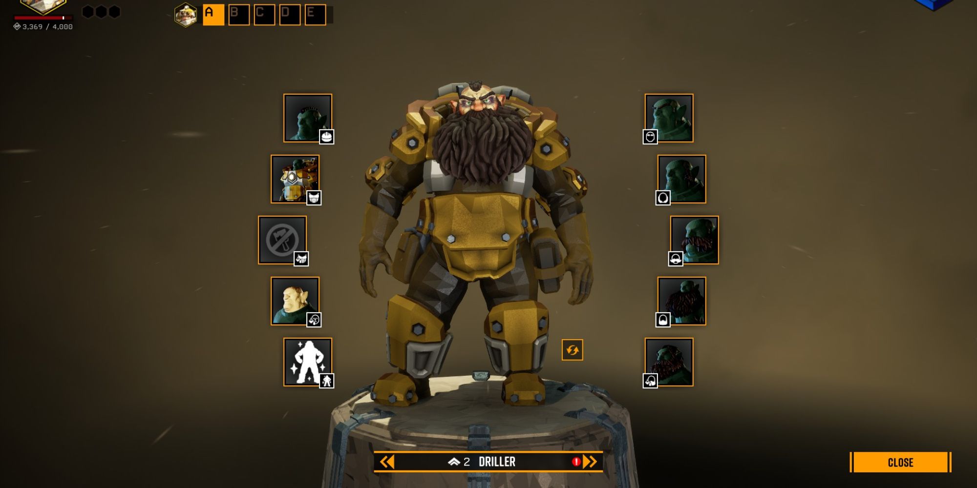 Deep Rock Galactic drillers customization screen