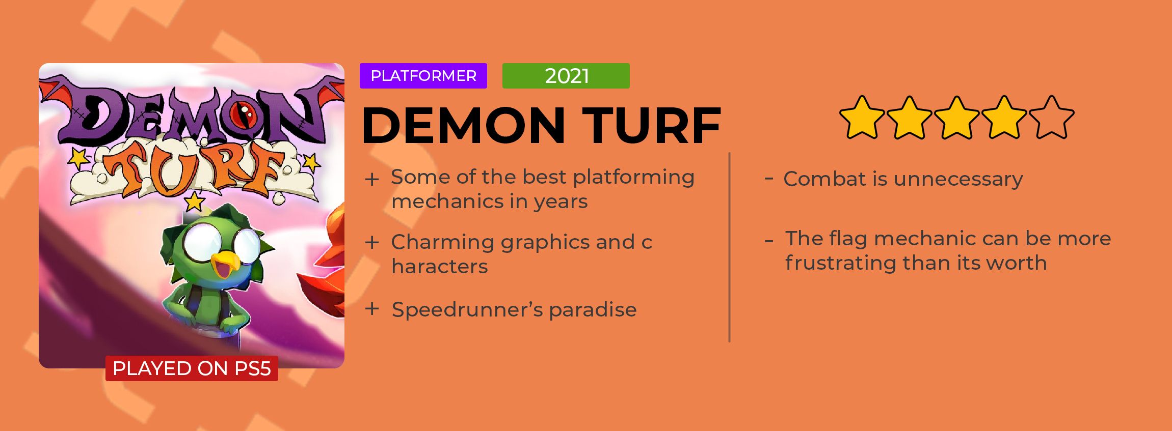 Demon Turf Review Card