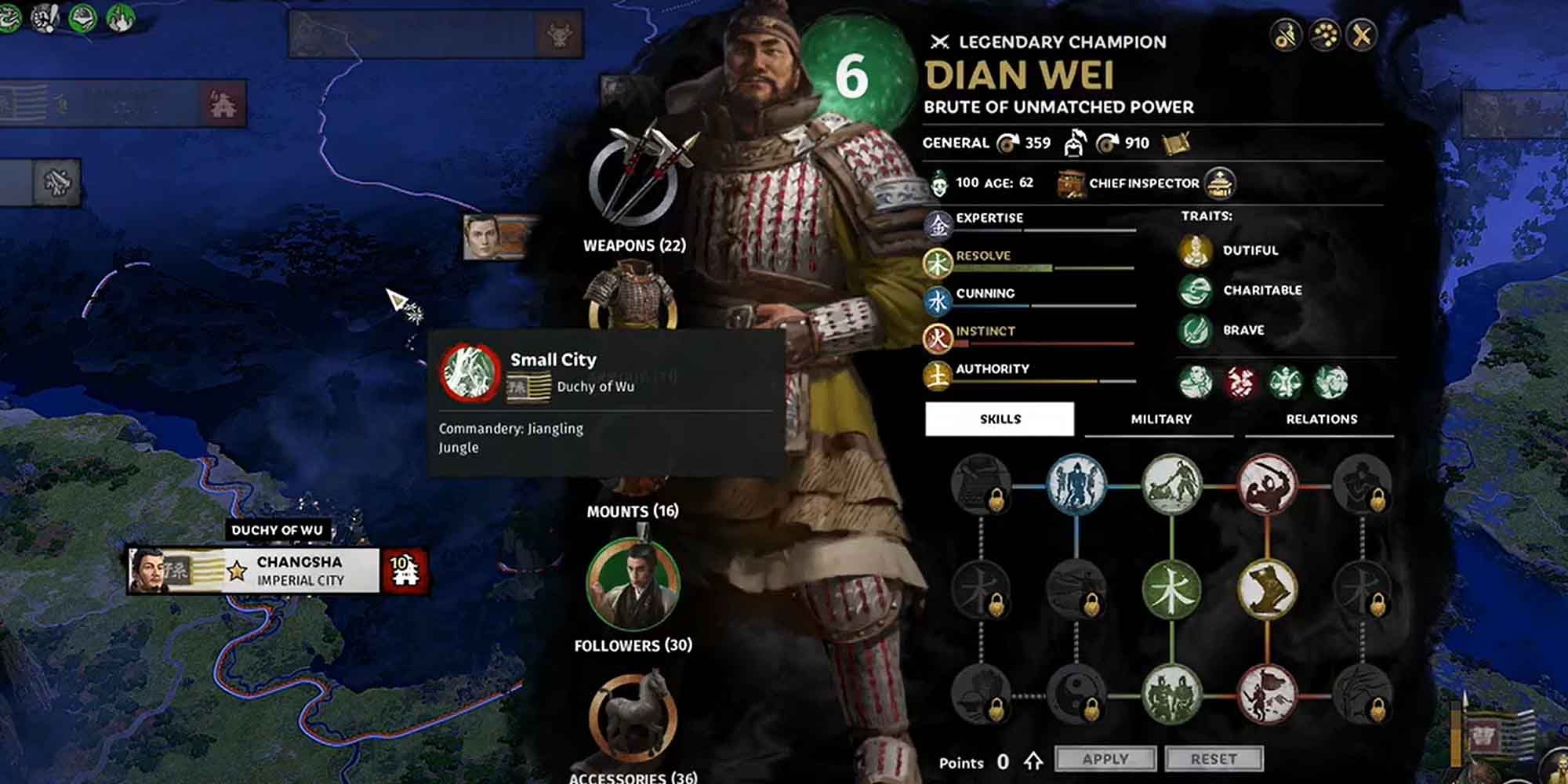 Dian Wei's profile in Total War: Three Kingdoms