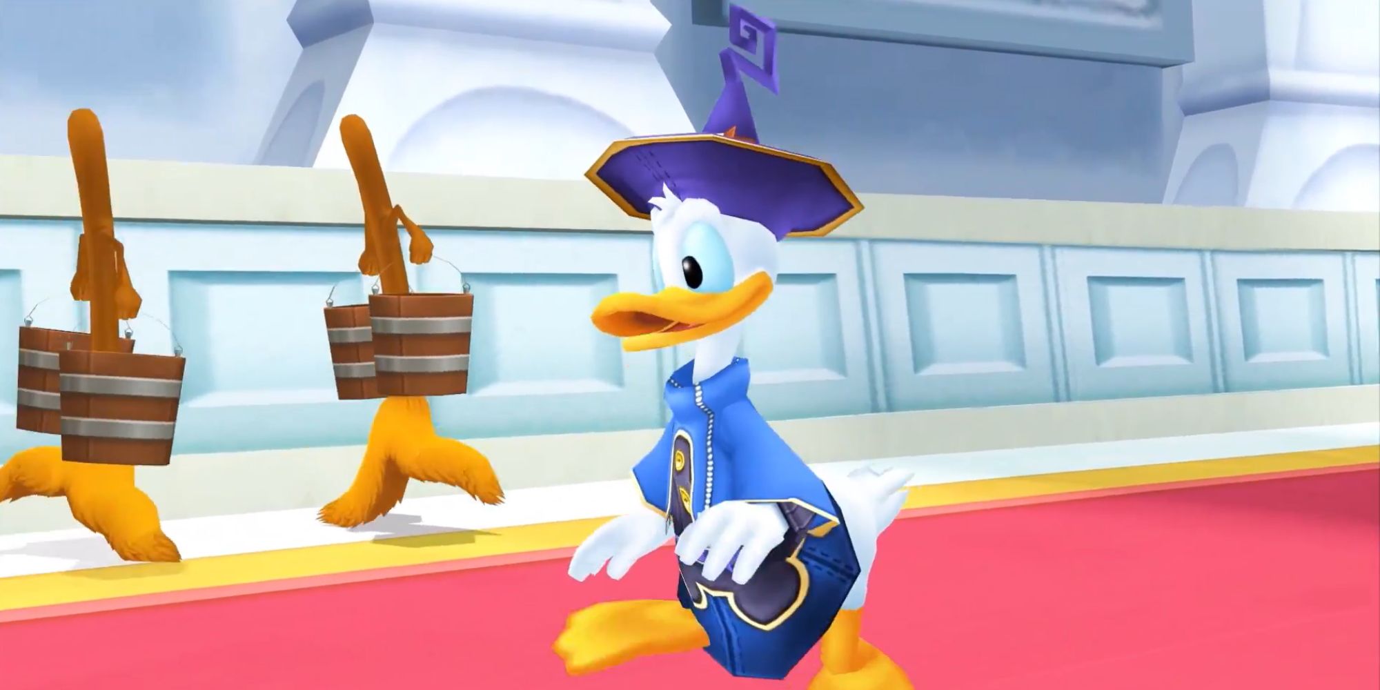 Donald Duck (as a Mage) walking down the hall