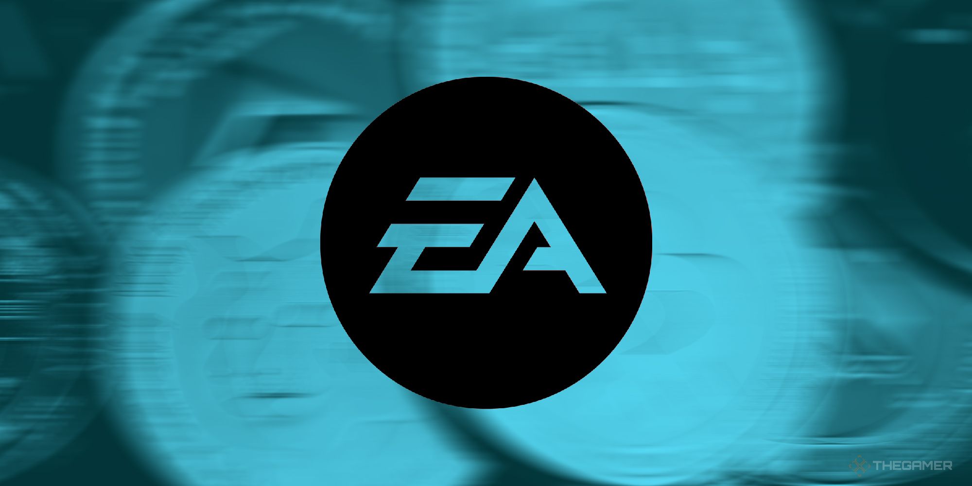 the EA logo with some bitcoin blurred and greyed out in the background