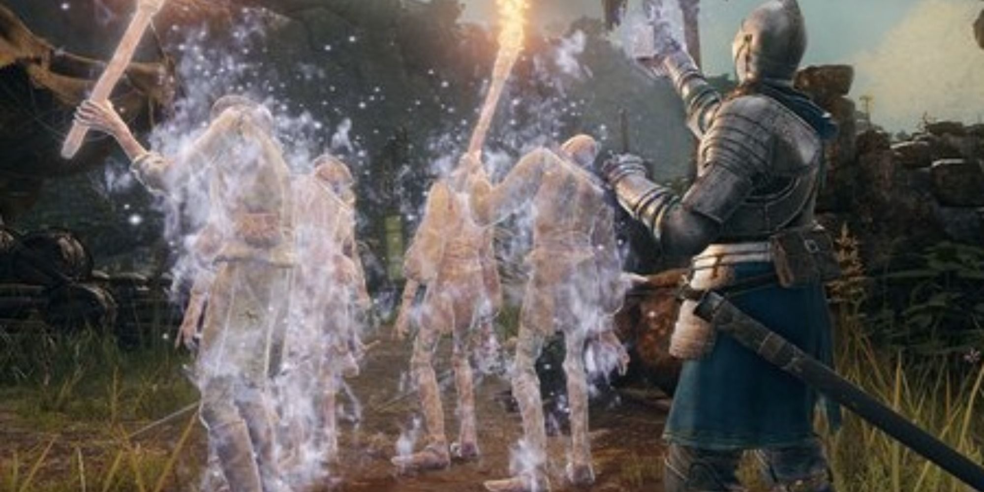 Spirit Ashes in Elden Ring being summoned and taking the form of tattered humanoids