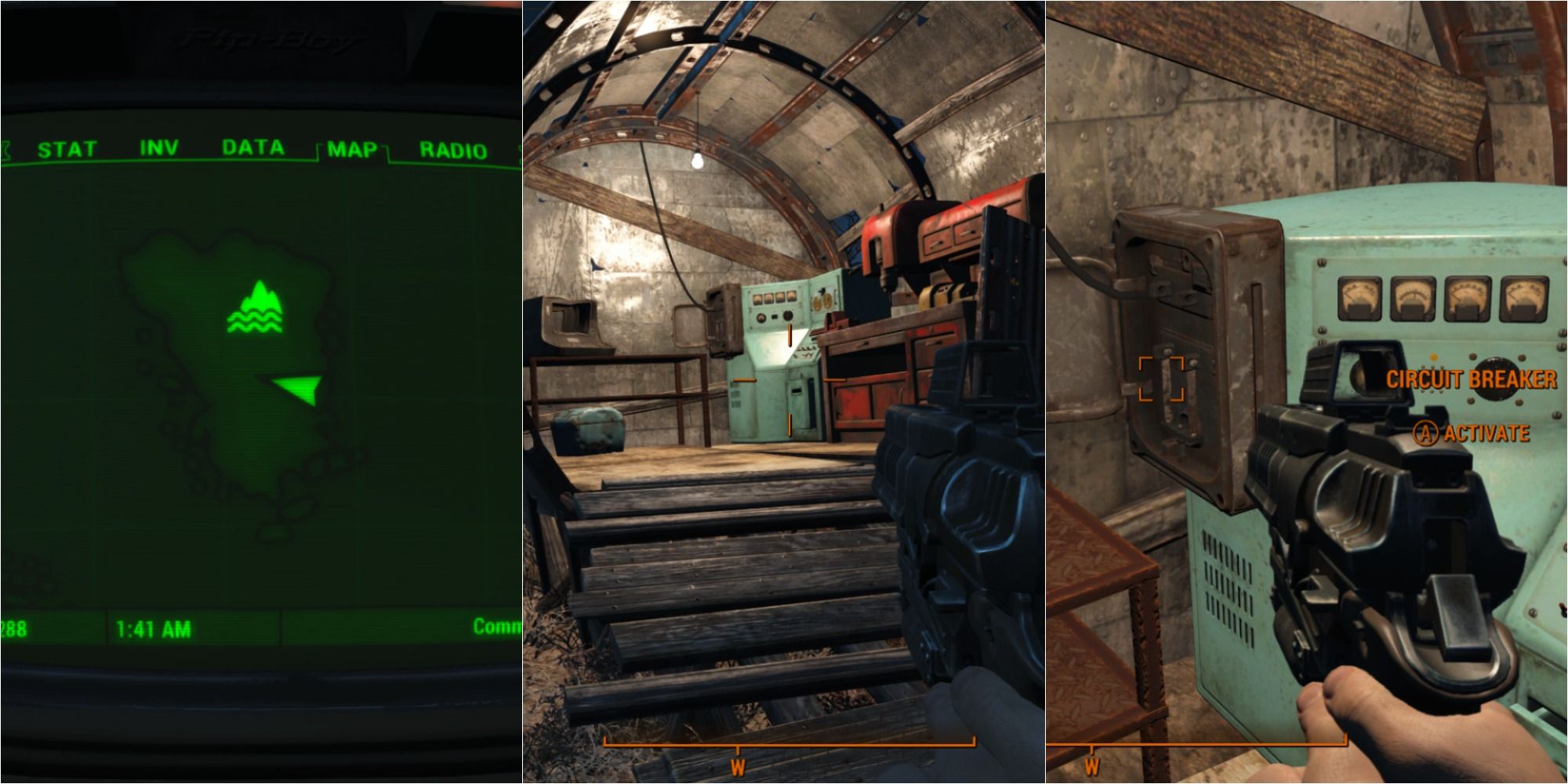 Fallout 4 Split Image Showing Circuit Board By Workbench