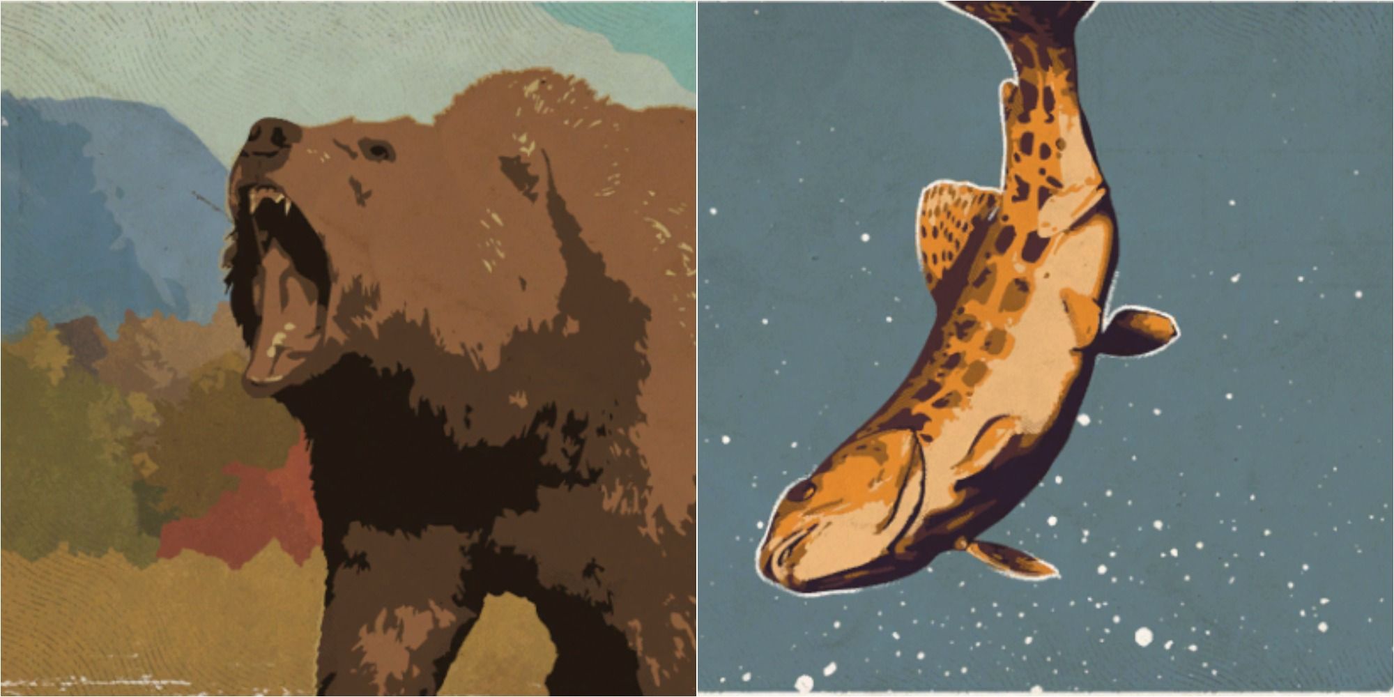 Far Cry 5 Hunting and Fishing Challenges Featured Split Image Bear and Fish