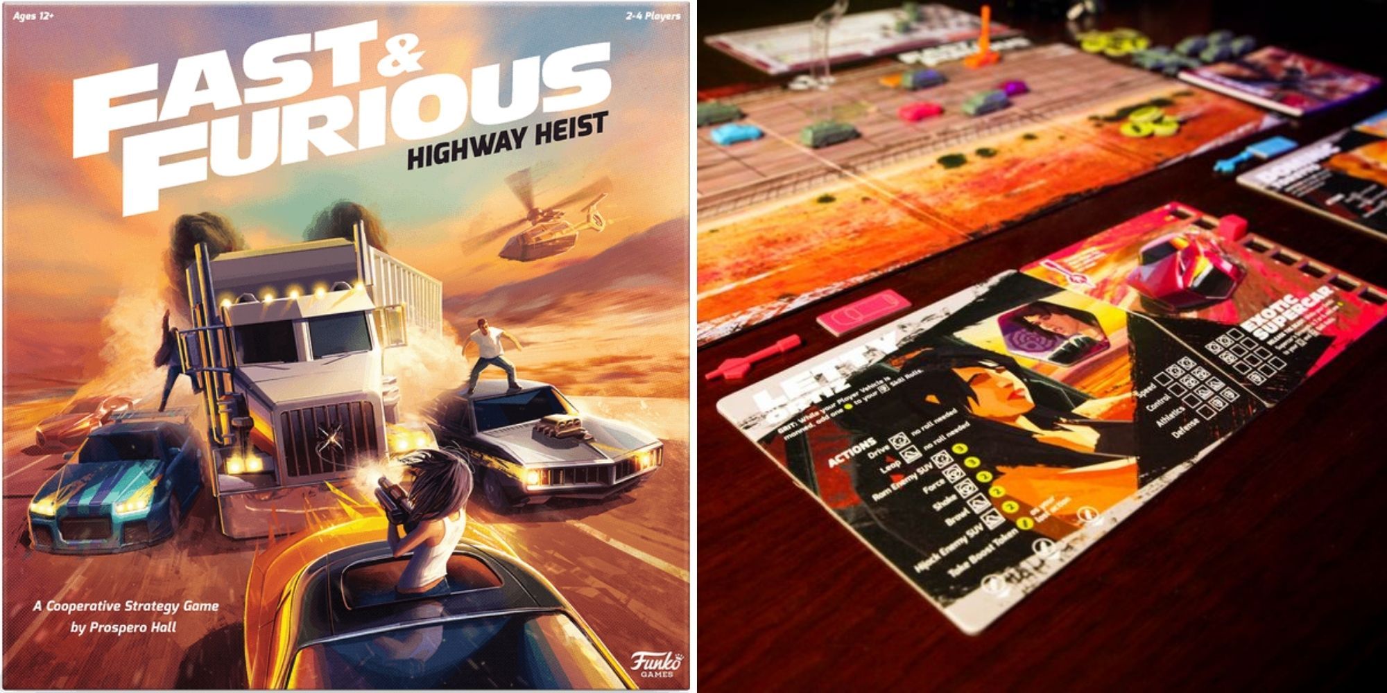 Fast & Furious Highway Heist game box on left, game set up on right