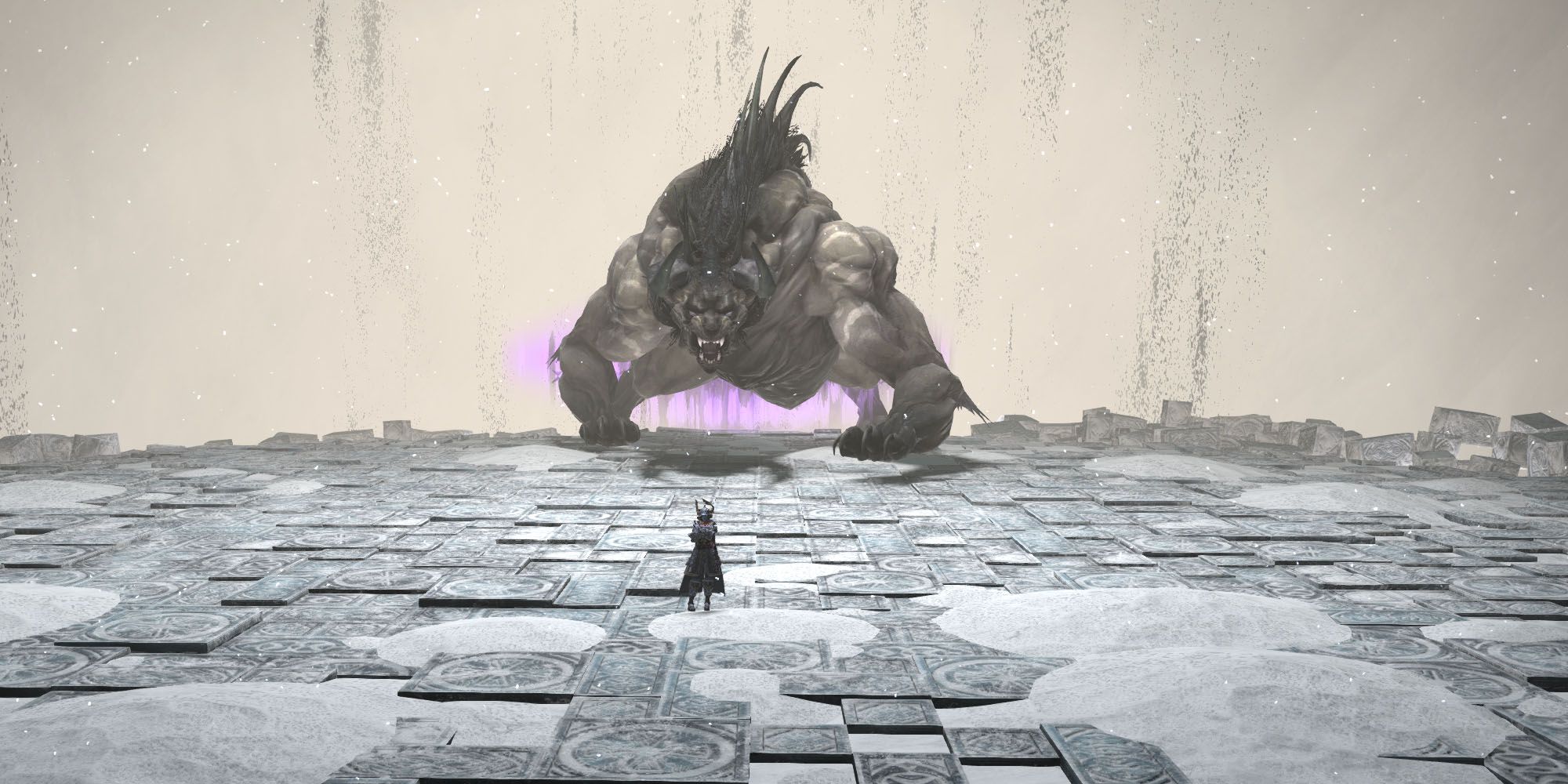 Final Fantasy 14 Angelus Demouns taking on Behemoth