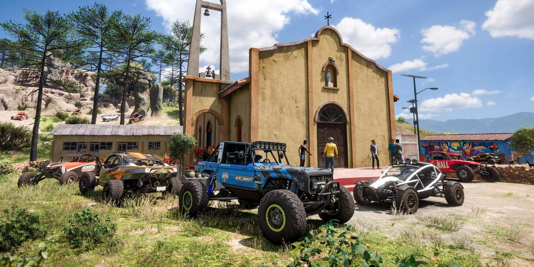 An off-road meetup outdoors in Forza Horizon 5