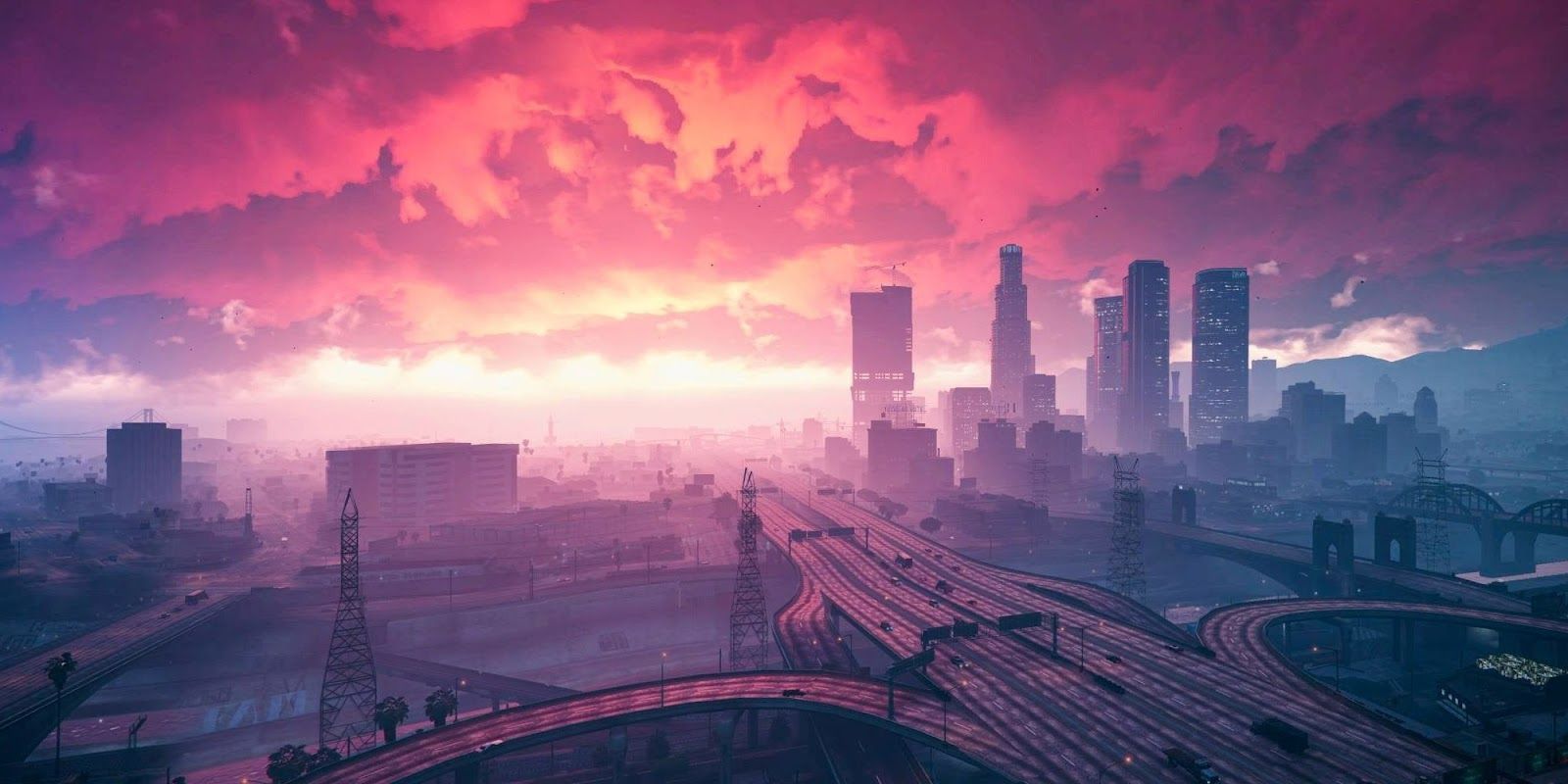 The skyline of Los Santos in GTA 5's GTA RP mode