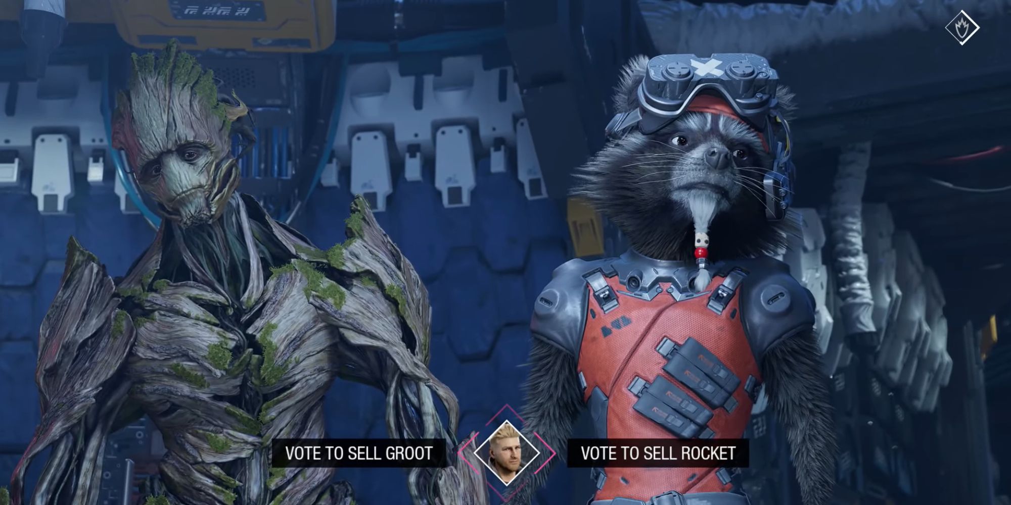 Guardians Of The Galaxy Screenshot Of Sell Groot Or Rocket Choice
