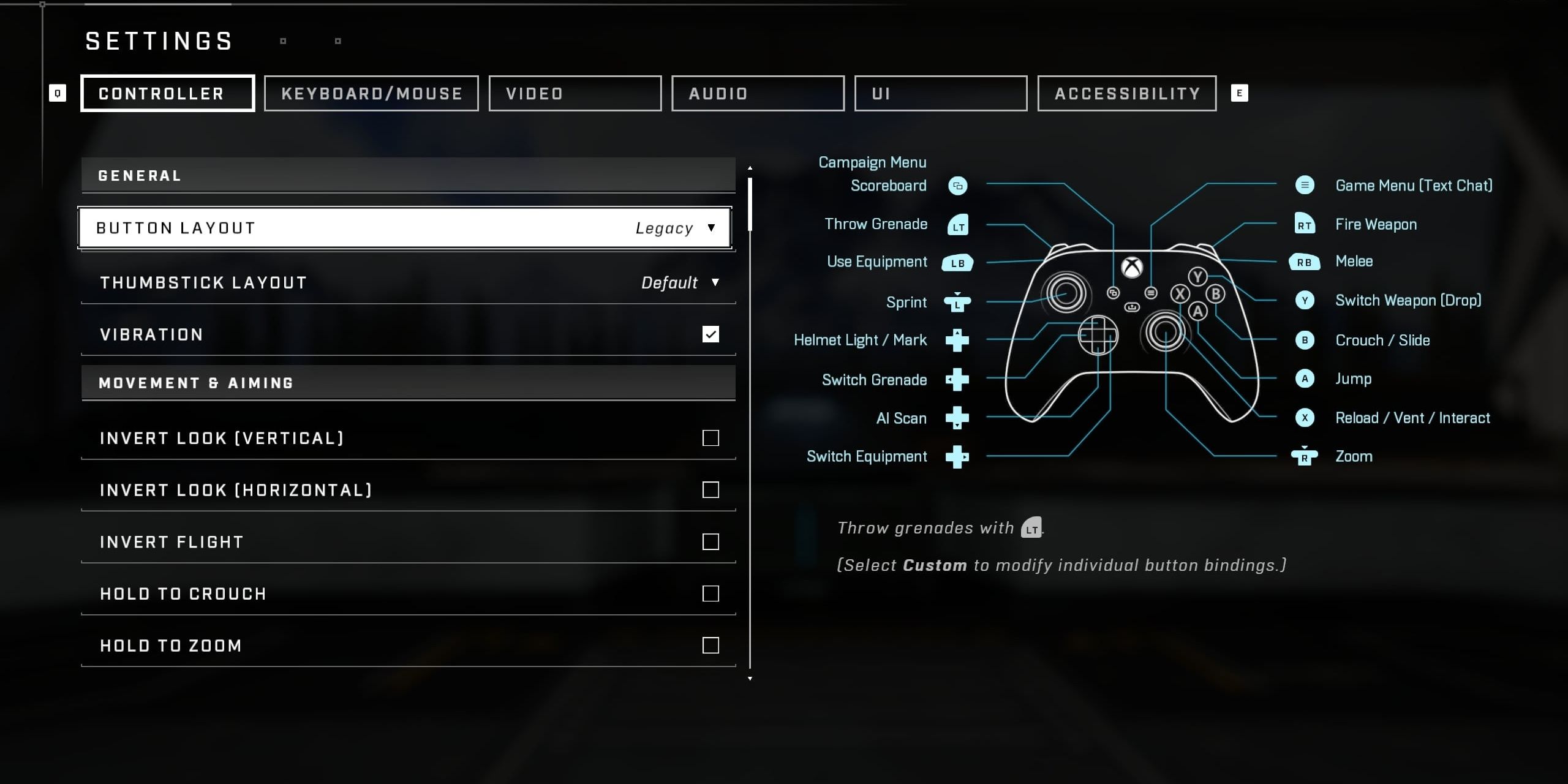 Legacy Button Layout in Halo Infinite