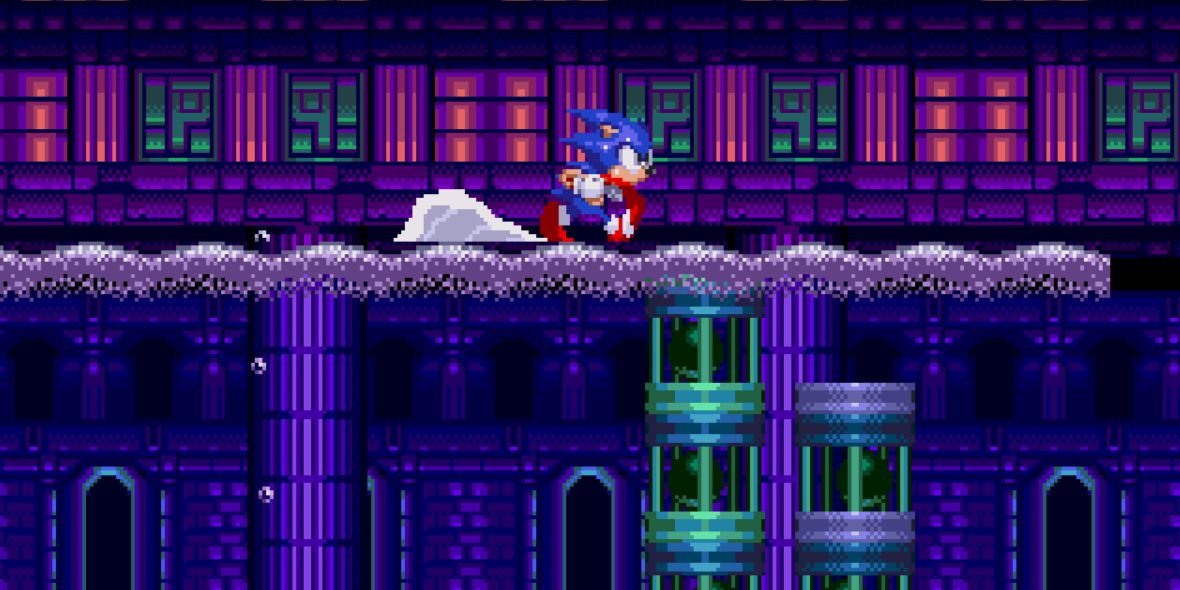 Sonic running on water in Sonic The Hedgehog 3's Hydrocity Zone