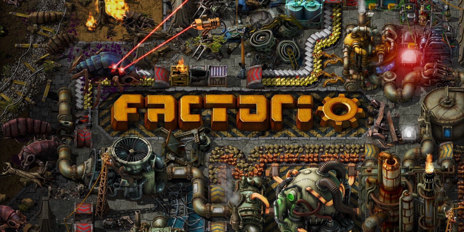 The promotional image for Factorio.