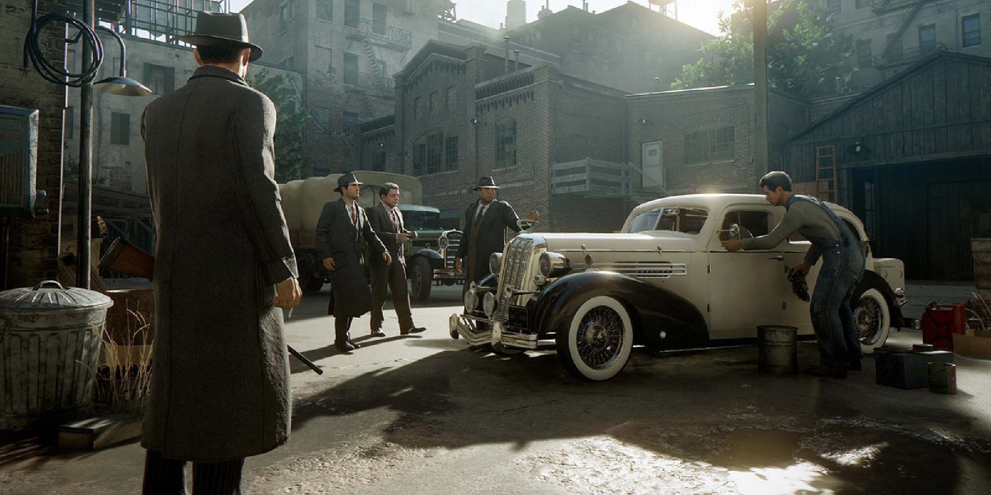 Mafia screenshot of characters by a car