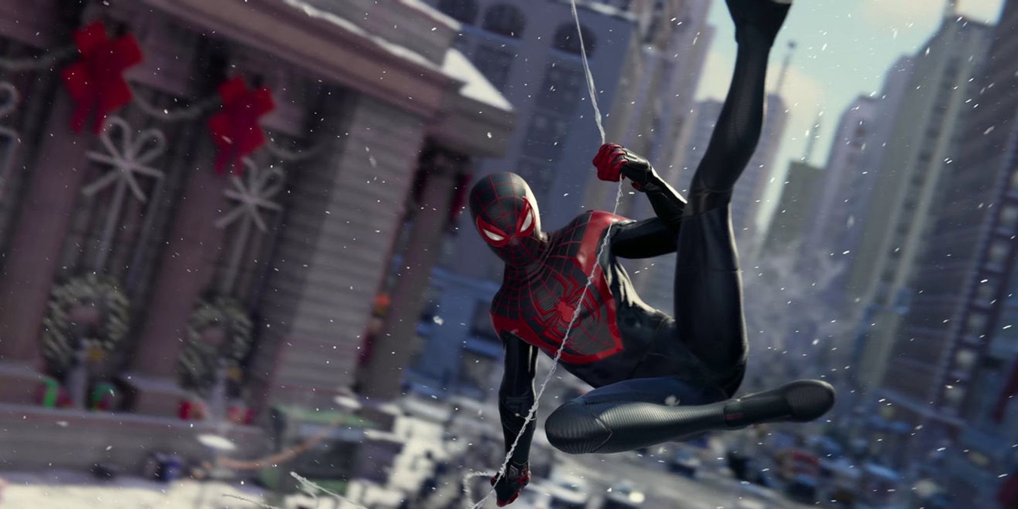 Spider-Man Miles Swings Through The City