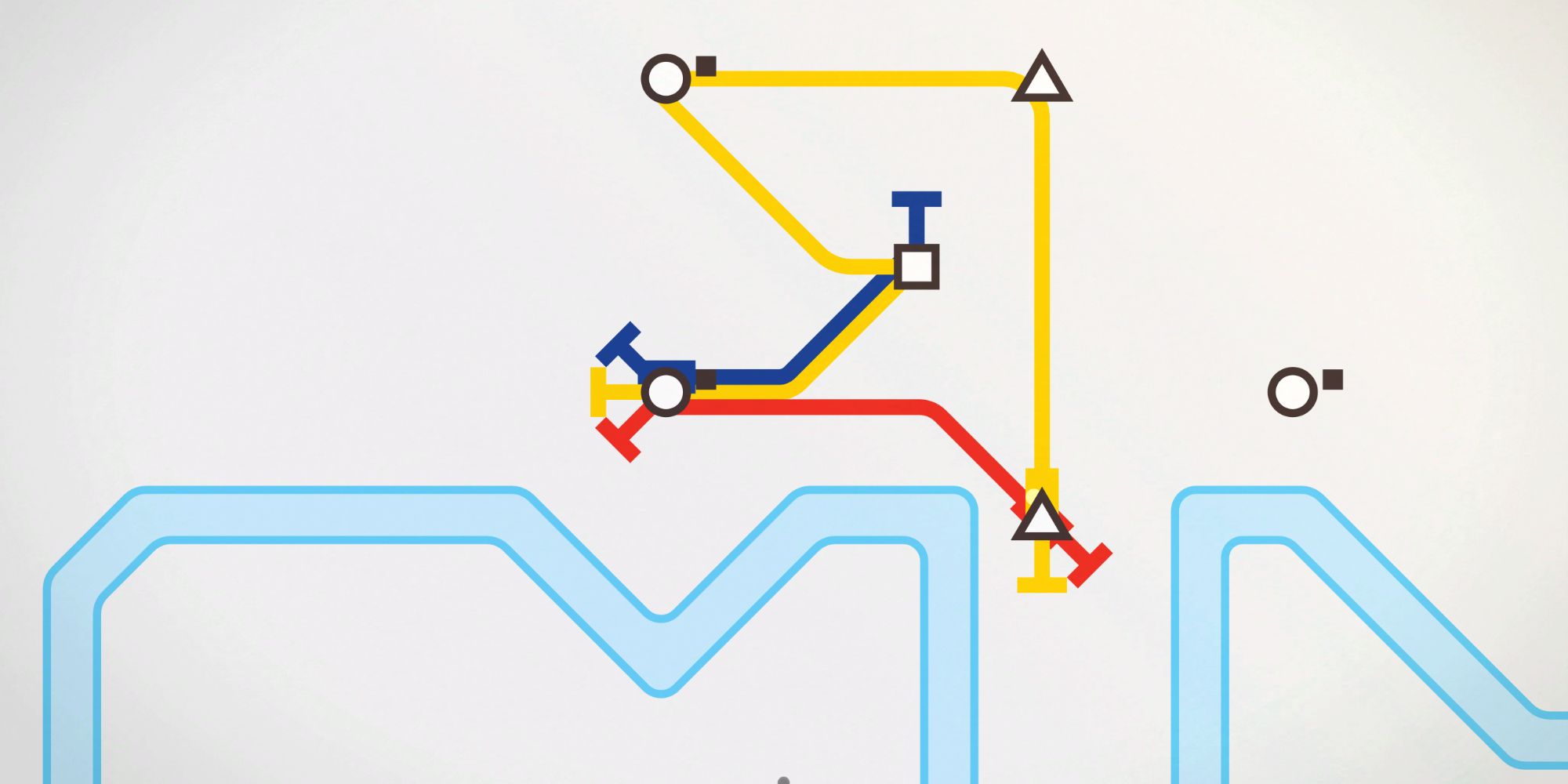Mini Metro colored lines connecting to shapes