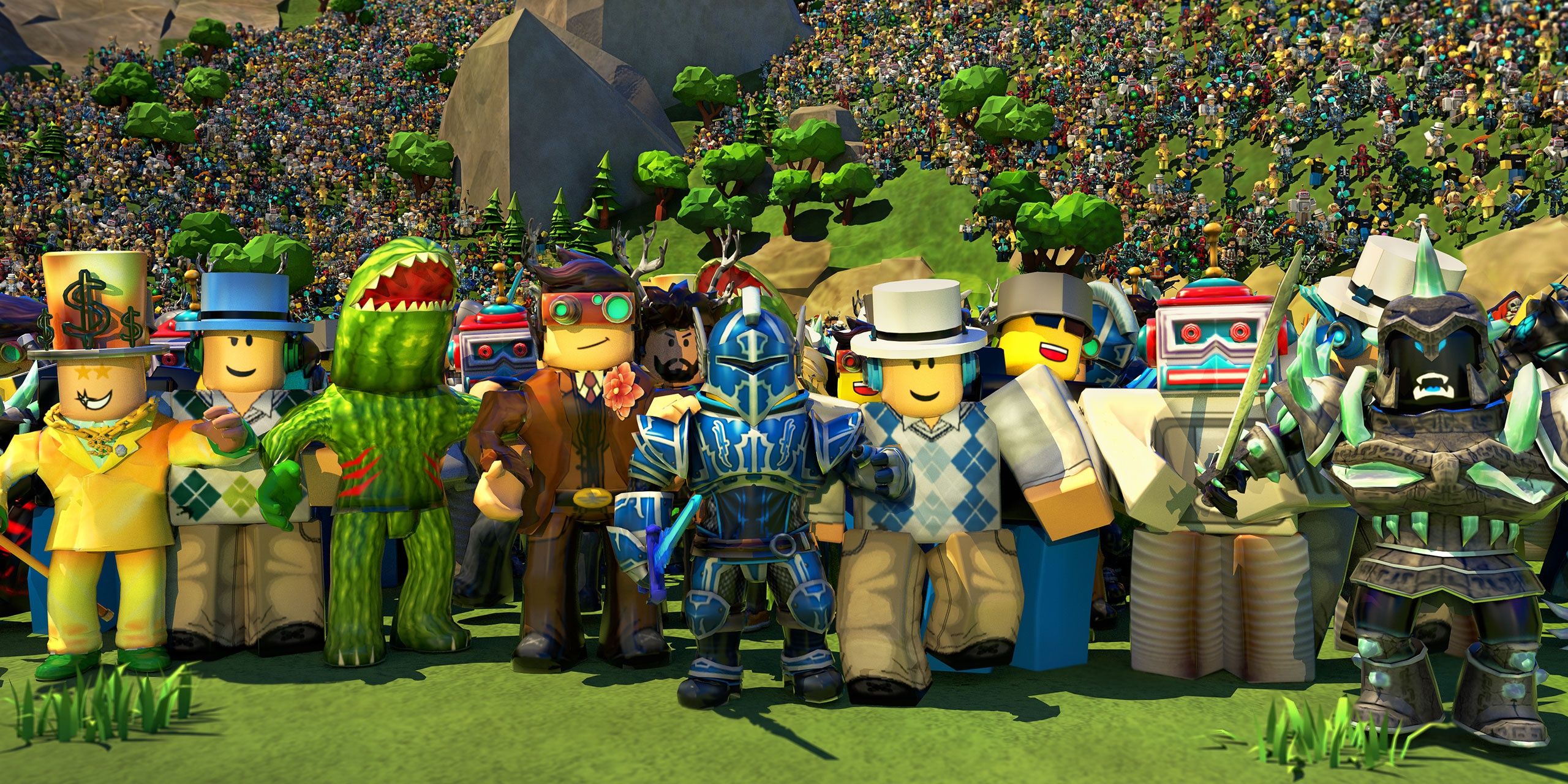 A large group of players in Roblox.