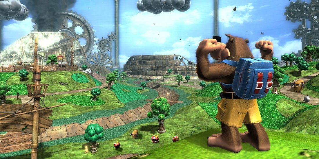 Banjo sets out on an adventure in Banjo-Kazooie: Nuts and Bolts. 